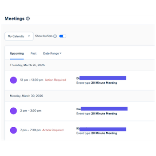 Booked calls appearing on calendar